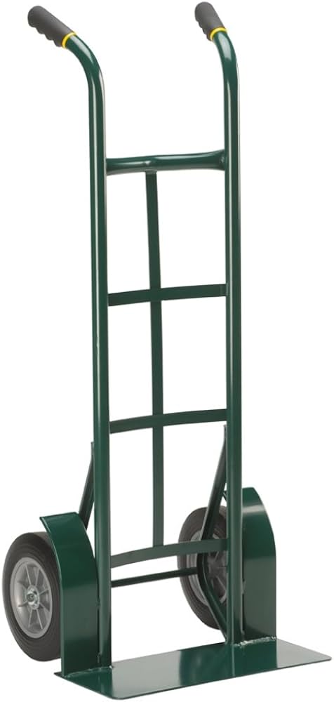 Steel Dual Handle Hand Truck with 8" Flat-Free Non Marking TPR Wheels, Green