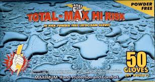 Total-Max Hi Risk Powder-Free Latex Gloves – 15 Mil